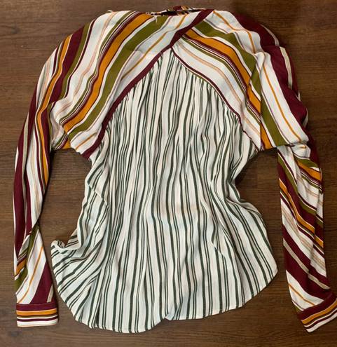 Sneak Peak Vertical Stripe Collared Shirt With Pocket Sz m