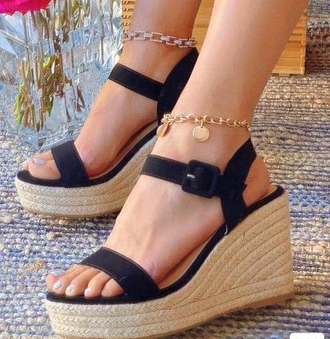 Black Wedge sandals Size 7