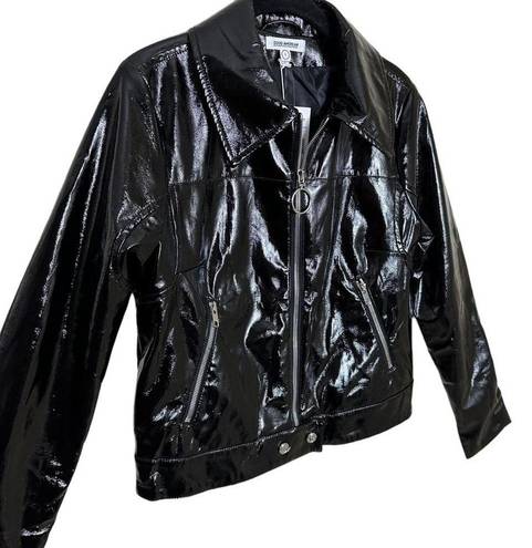 Good American  NWT patent faux leather biker jacket size Small