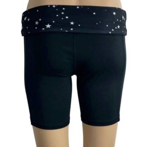 Wildfox SWEAT BLACK COMPRESSION BIKE SHORTS Size Small Biker Shorts waistband scattered Stars