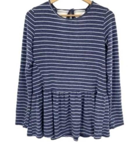 Modcloth  Peplum Top Blue White Striped Knit