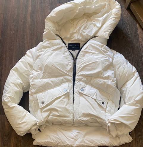 All Saints White Puffer Coat