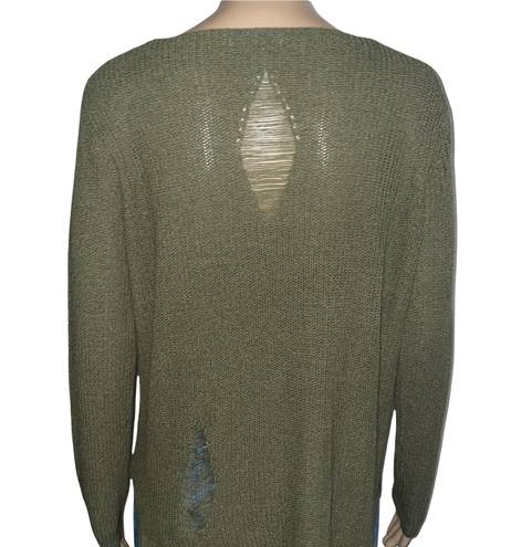 Miley + Molly Olive Distressed Sweater