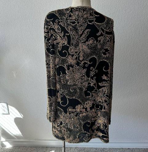 Oleg Cassini Vintage Blacktie  Gold Beaded Cardigan