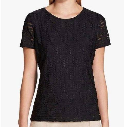 Calvin Klein XL black stretch textured ribbed lined t-shirt style blouse