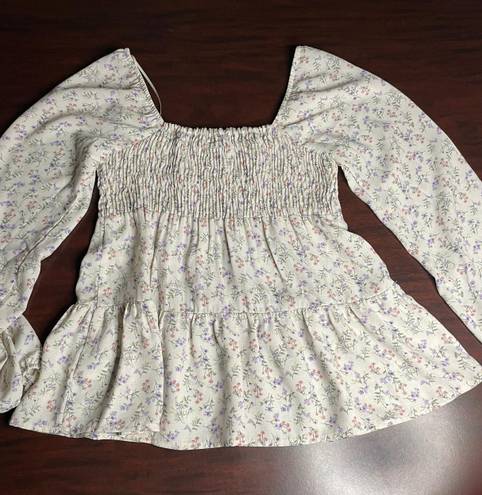 Paper Crane Smocked Floral Blouse- X-Small