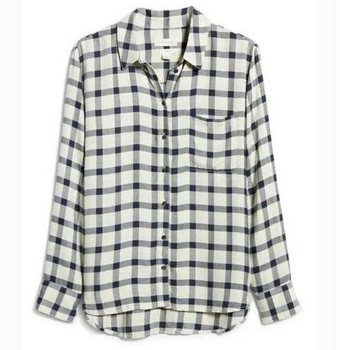 Treasure & Bond  plaid boyfriend shirt ivory navy jade green check NWT XL