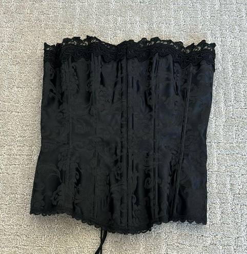 Frederick's of Hollywood VTG Y2K Frederick’s of Hollywood Dream Corset black lace floral jacquard satin