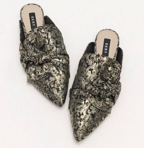 DKNY Pier Brocado Mules….Sz: 7…Blk/Gold