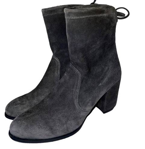 Stuart Weitzman Gray Shorty Suede Ankle Block Heel Booties