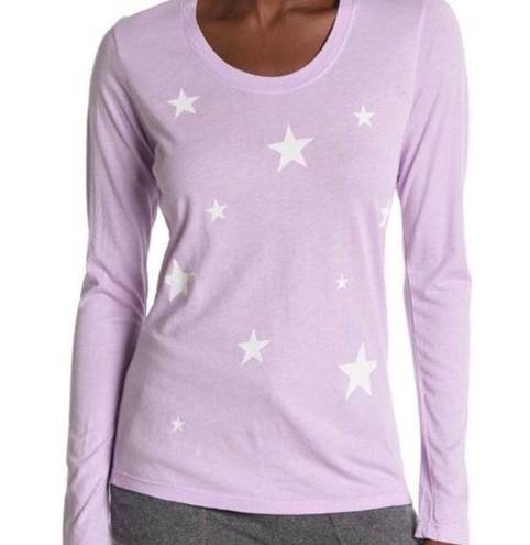 Sundry  Purple Star print crew neck long sleeve tee top