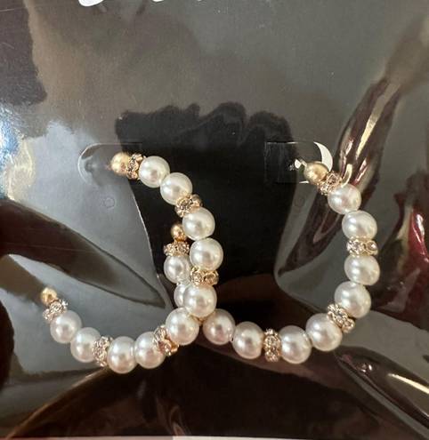 Lulus Pearl Rhinestone Hoop Earrings