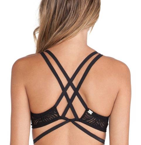 For Love & Lemons  Love You Knot Skivvies Black Caged Bralette