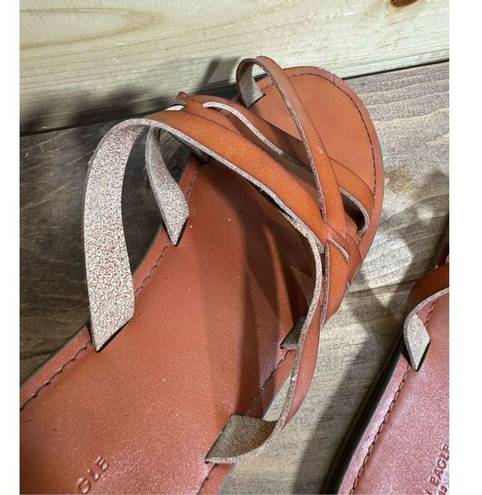 American Eagle  Women's Size 10 Leather Slide Strappy Sandals Brown Durable Soles