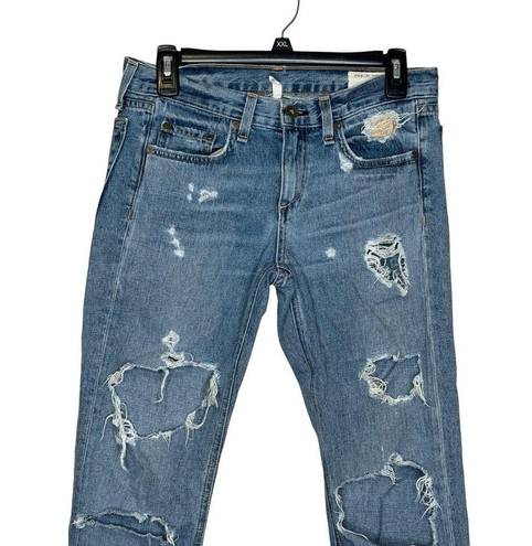 Rag and Bone  Women Jeans Distressed Ripped Boyfriend In Beckers Mid-Rise Cotton 25