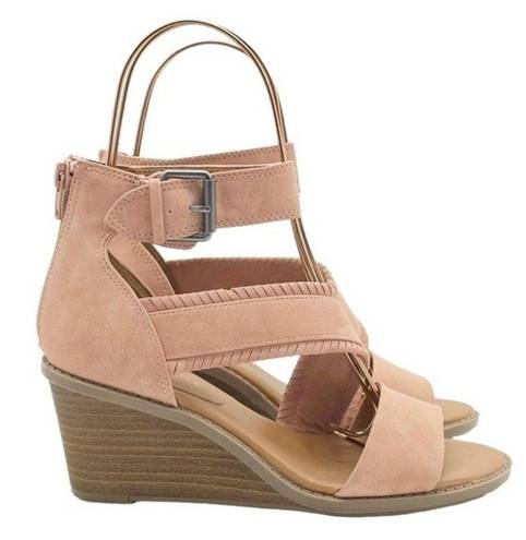 Dolcetta  Delia Blush Pink Faux Suede Strappy Ankle Wrap Wedge Women’s Size 6