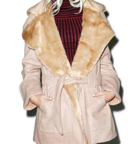 For Love & Lemons  Faux Fur Camel Wool Blend Ella Coat