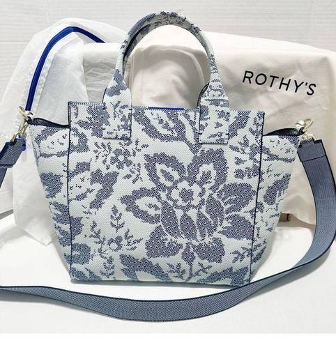 Rothy's Rothy’s The Handbag Jardin Blue Floral Print Texture Crossbody Shoulder Bag Tote