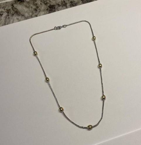 Monet Signed  Necklace Two Tone 16 Inch