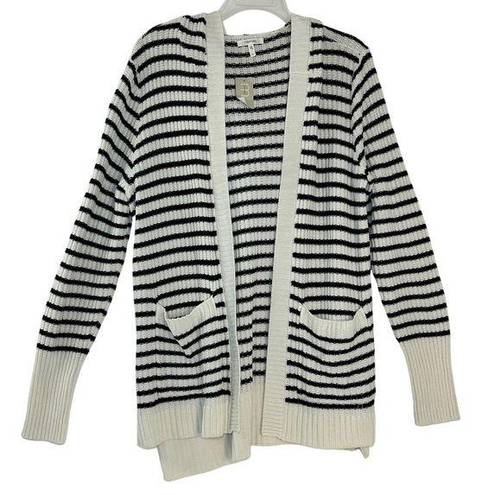 Maurice's  Cardigan Sweater Open Front Hooded Striped NWT 100% Cotton Large Knit