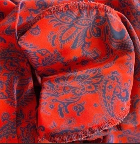 Oscar de la Renta Red-Blue Paisley Blouse