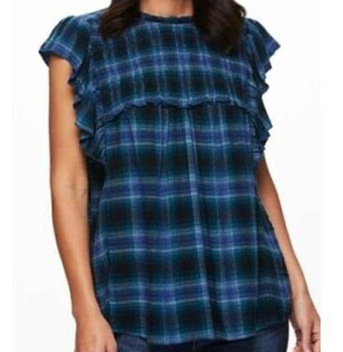 BeachLunchLounge Ruffle Prarie Top Plaid SMALL Babydoll Western Cowgirl Beach Lunch Lounge NEW