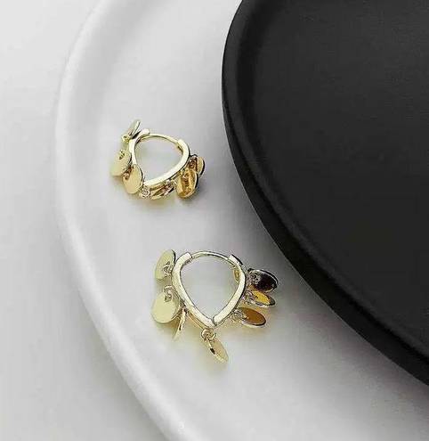 Metal Disc Tassel Gold Hoop Earrings for Women