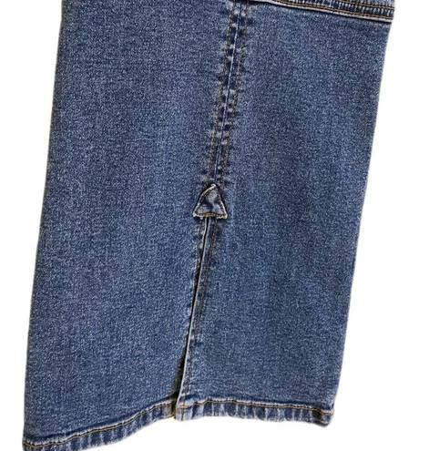 Cache  Vintage Y2K Blue High Rise Slit Hem Stretch Denim Flare Jeans