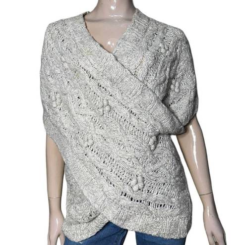 Anthropologie Sleeping on Snow  Women’s Size M L Heather Gray Chunky Wrap Sweater