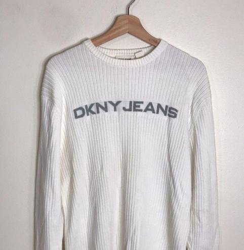 DKNY  jeans ribbed cotton crew neck ladies pullover sweater size large