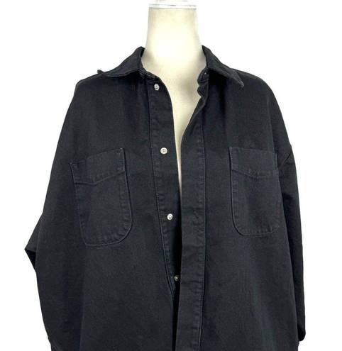 Good American  Black Denim Shacket Jacket Oversized Size 1/2 Minimalist GWS999P