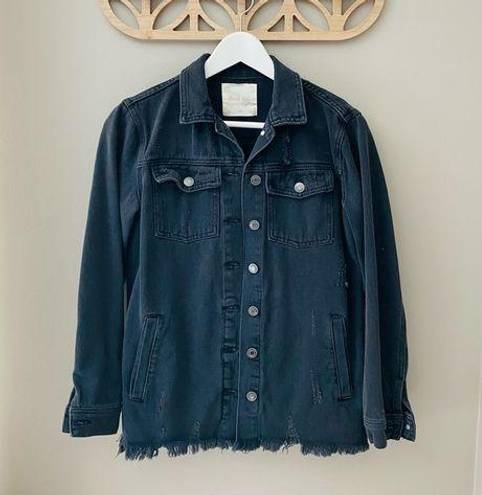 Altar'd State  Distressed Denim Jean Jacket Black Sz XS