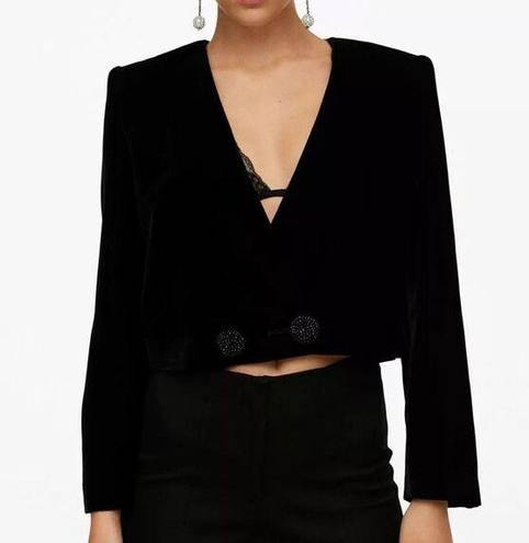 Mango MNG  Cropped Velvet Blazer Women’s Small