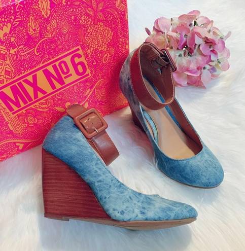 mix no. 6 Blue Denim/Brown Ankle Strap Wedges!