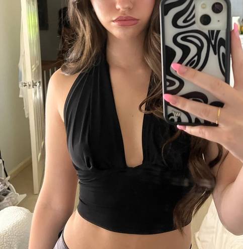 Edge Black Tie Crop Top