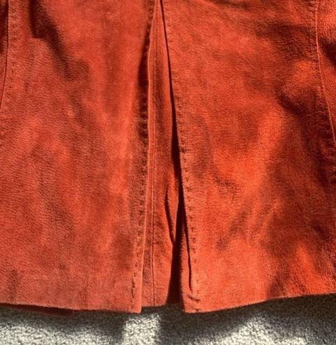 Coldwater Creek VTG Leather Suede Blazer Rusty Orange Jacket Boho Size L