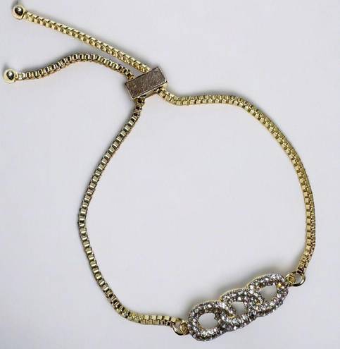 infinity Gold Tone and Rhinestone  Chain Bracelet