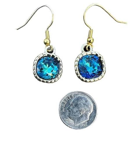 Bermuda Earrings made with  Blue Swarovski crystal and gold earwires handcrafted