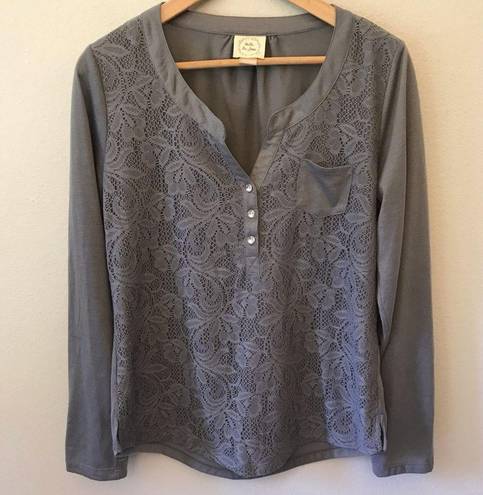 belle du jour  Gray Lace Detail Top Shirt