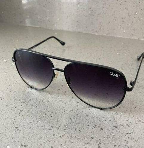 Quay Australia Quay High Key Mini 111 Womens Aviator Sunglasses - Black Fade Gradient