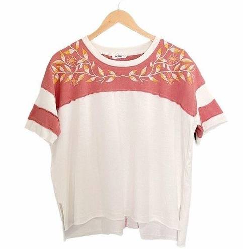 In Loom  100% Cotton Tee Rust & White Golden Embroidered Vine Women’s Size Large