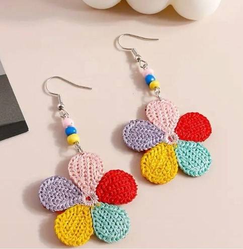 Petal Braided Colorful Five- Flower Beaded Earrings