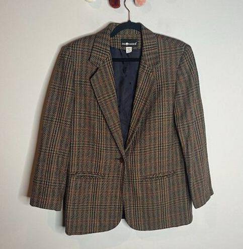 Houndstooth Vintage wool blend  plaid blazer jacket