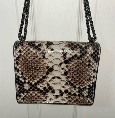 Vera Pelle Marina Galanti  Snake Print Leather Metal Chain Crossbody Bag Italy