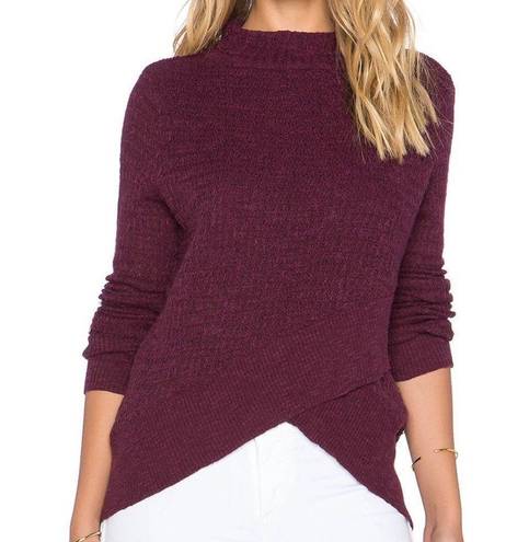 Free People  Mock Neck Wrap Boho Sweater Plum Small