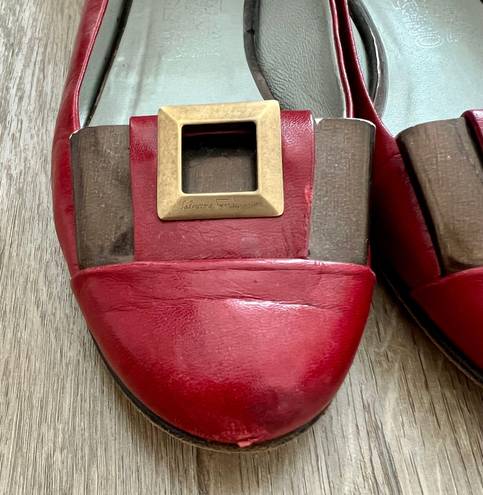 Salvatore Ferragamo Red Leather Flat Shoes Size 7 B