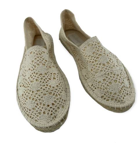 West Loop Women’s Creme Fabric Crochet Slip On Espadrille Flats Large 9/10