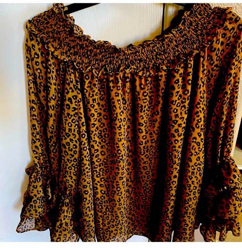 Cynthia Steffe NET Fabulous Off Shoulder Leopard Print Top From CC