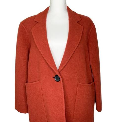 Becken Sienna Long Lapel Felted Wool Oversized Coat Rust Terracotta Red