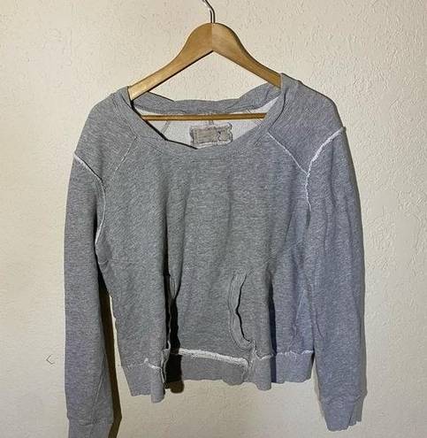 ALL SAINTS 100% Cotton Gray Distressed Sweatshirt‎ W/ Pocket ( 10 )